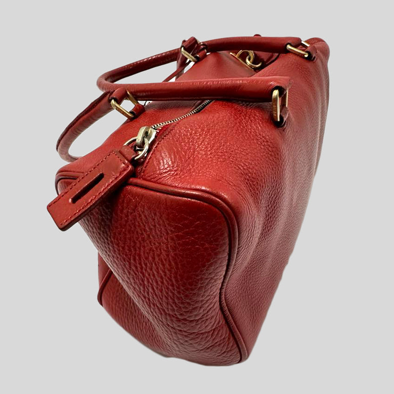 PRADA Vintage Leather Nappa Shoulder Hand Bag Purse Red