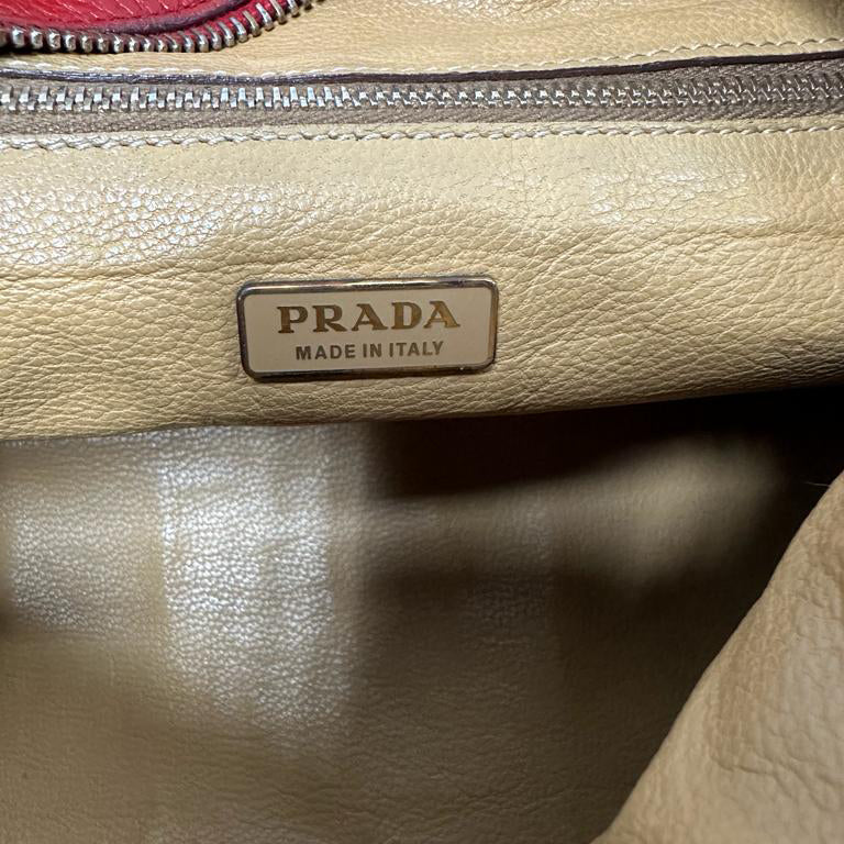 PRADA Vintage Leather Nappa Shoulder Hand Bag Purse Red