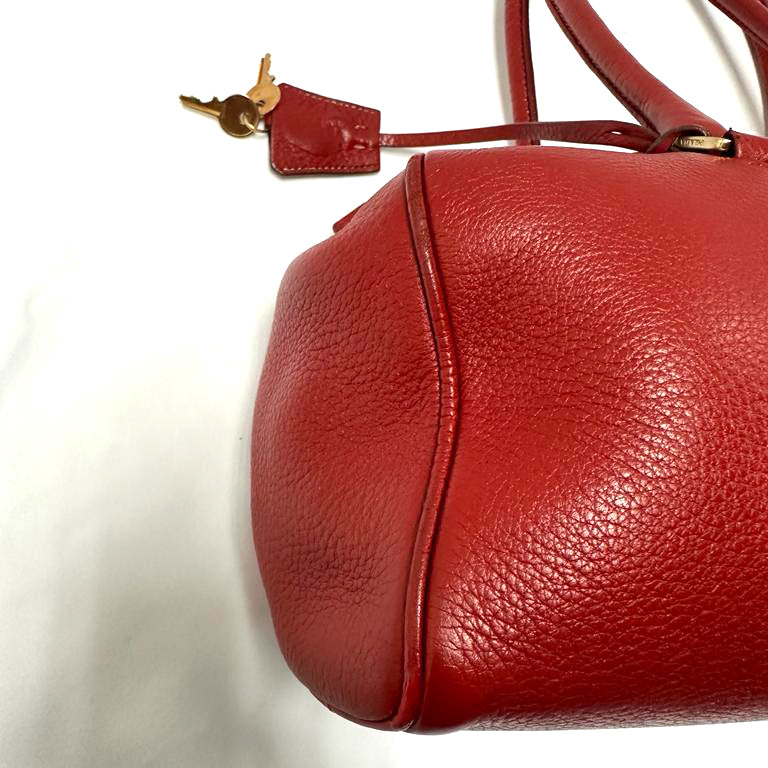 PRADA Vintage Leather Nappa Shoulder Hand Bag Purse Red