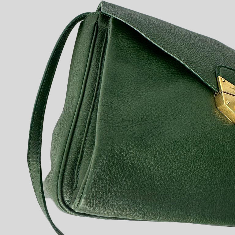 YVES SAINT LAURENT Green Leather Maxi Flap Bag