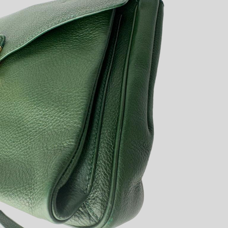 YVES SAINT LAURENT Green Leather Maxi Flap Bag