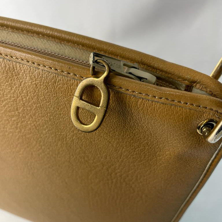 Christian Dior Shoulder Bag Leather Beige