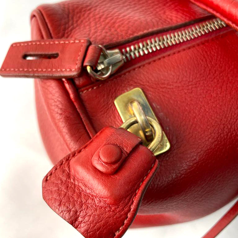 PRADA Vintage Leather Nappa Shoulder Hand Bag Purse Red