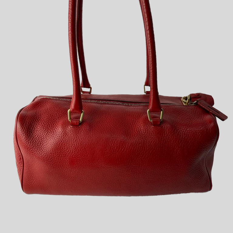 PRADA Vintage Leather Nappa Shoulder Hand Bag Purse Red